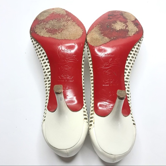 Christian Louboutin white mesh open toe heels 7 - Picture 5 of 5